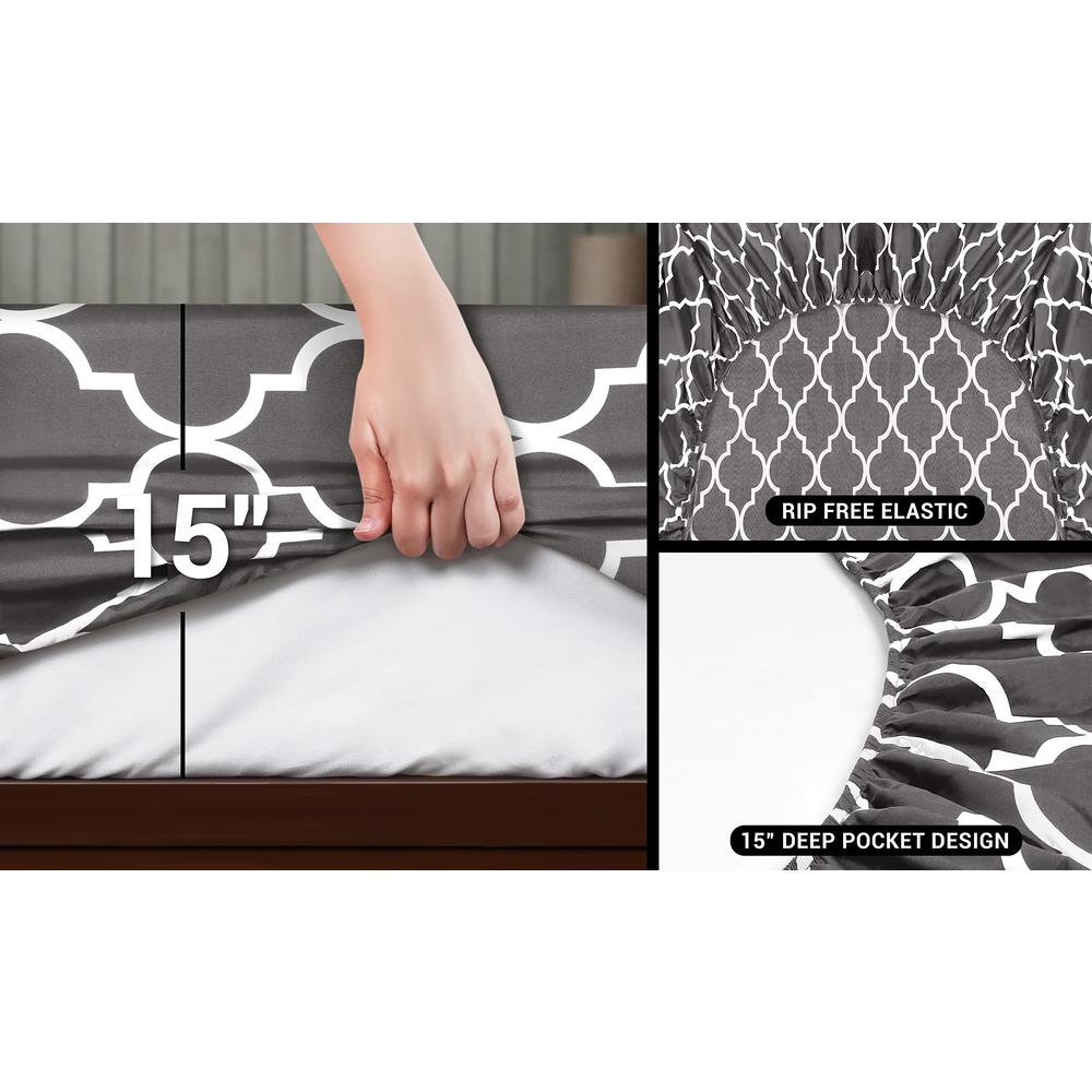Utopia Bedding Full Sheet Set, Soft Microfiber 4 Piece Bed Sheets with 15 Deep Pocket - Easy care Brushed Microfiber (Quatrefoil
