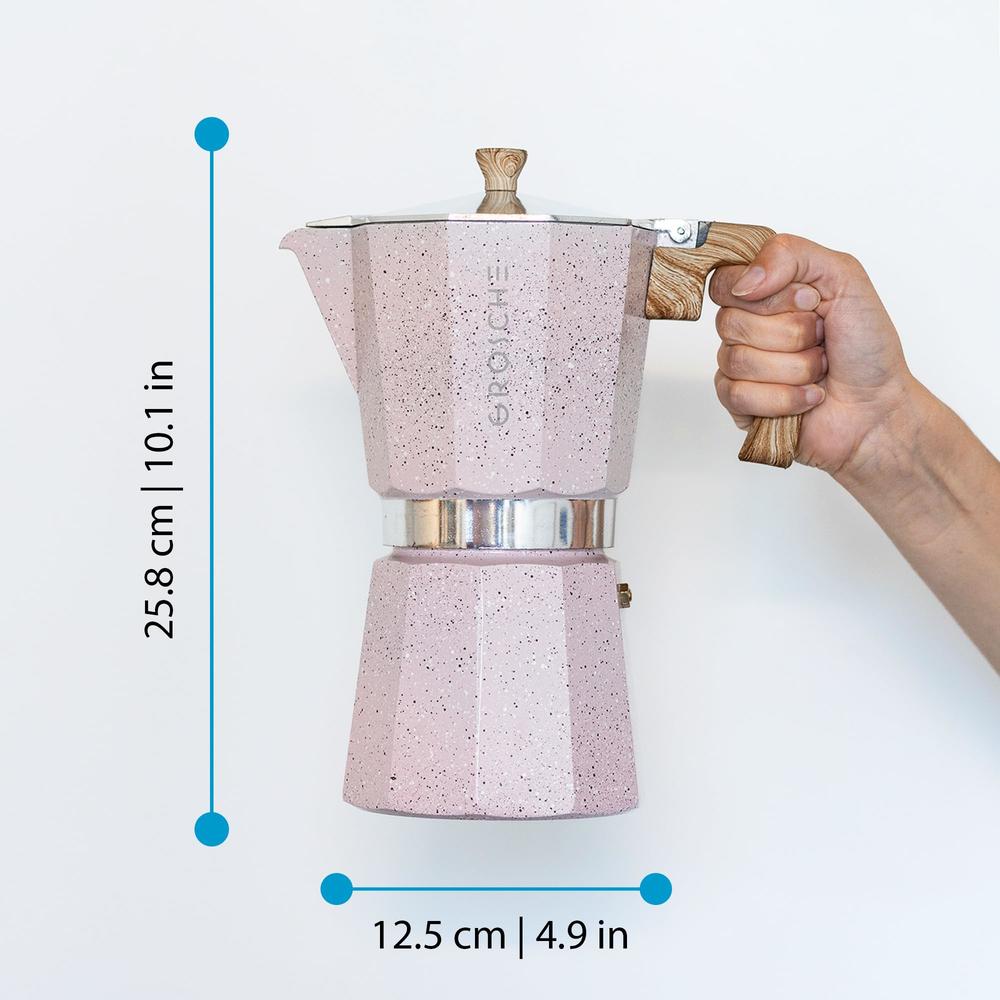 gROScHE Milano Moka pot, Stovetop Espresso maker, greca coffee Maker, Stovetop coffee maker and espresso maker percolator (Pink,