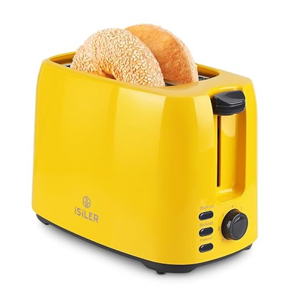 iSiLER 2 Slice Toaster, 13 Inches Wide Slot Bagel Toaster with 7 Shade Settings and Double Side Baking, compact Bread Toaster wi
