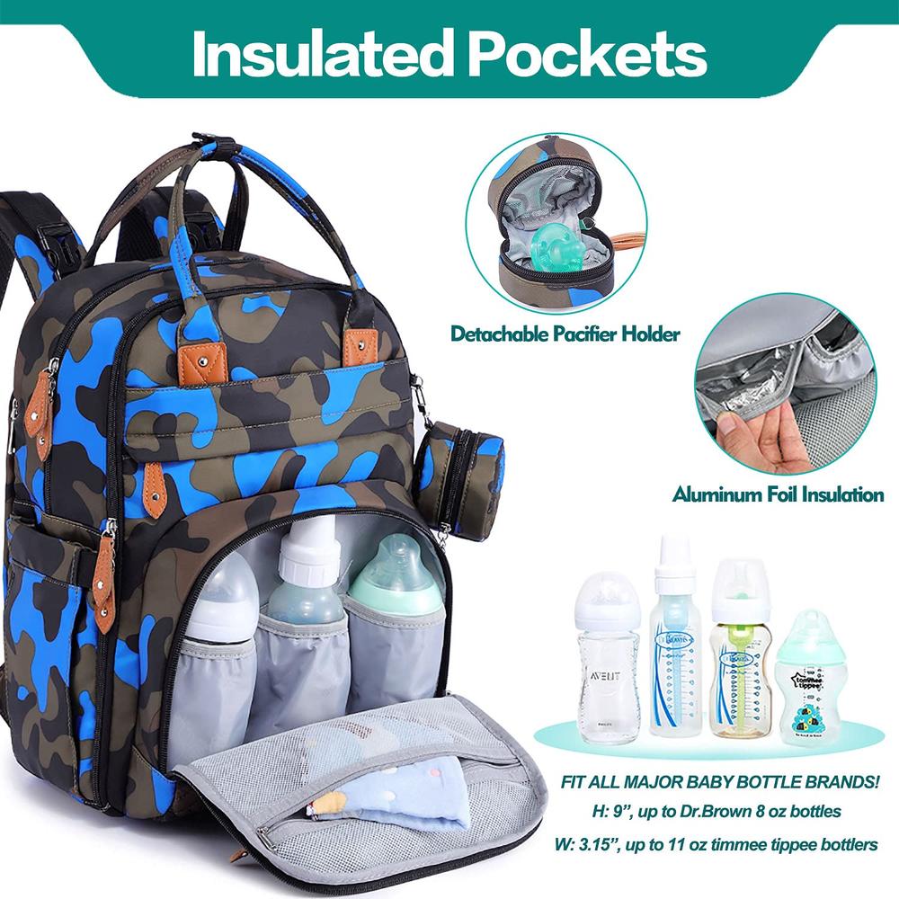 BabbleRoo Diaper Bag Backpack - Baby Essentials Travel Tote - Multi function Waterproof Diaper Bag, Travel Essentials Baby Bag w