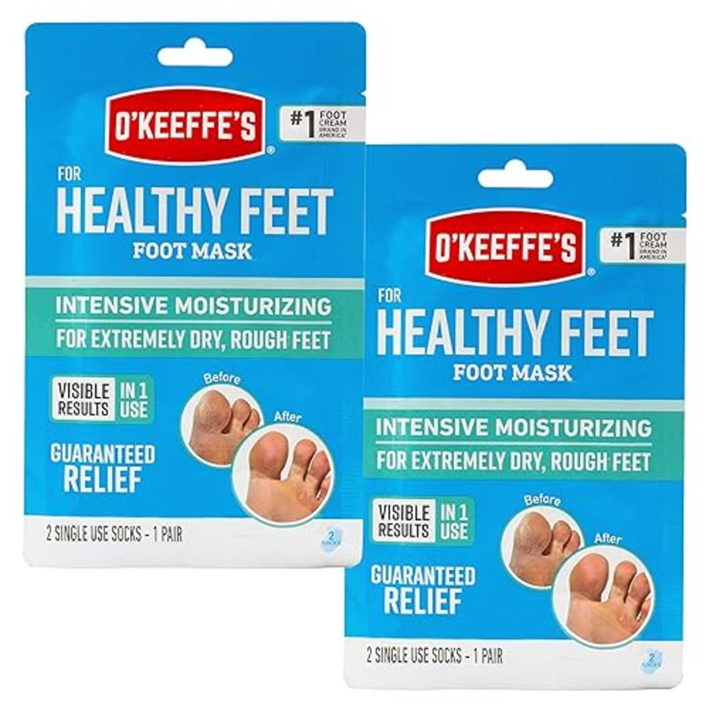 O'Keeffe's OKeeffes for Healthy Feet Intensive Moisturizing Foot Mask, guaranteed Relief for Extremely Dry, Rough Feet, One Pair Single-Use