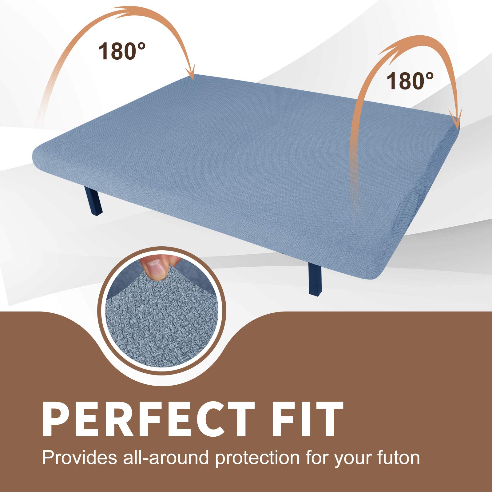 JIVINER Super Stretch Futon cover Spandex Jacquard Futon Slip cover Full Size Soft Armless Sofa Bed Slip covers for Futon Mattre