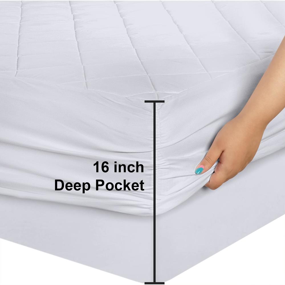 Utopia Bedding Quilted Fitted Mattress Pad (Full) - Elastic Fitted Mattress Protector - Mattress cover Stretches up to 16 Inches
