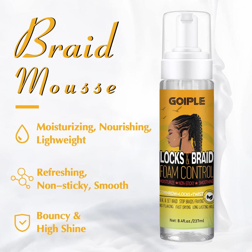 Braid Out Mouse Goiple Braid Foam control Mousse Braiding Mousse for Braids Twist, Locs ...