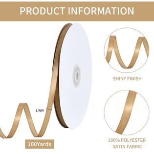 TONIFUL 14 Inch x 100yds gold Satin Ribbon, Thin Solid color Satin Ribbon  for gift Wrapping