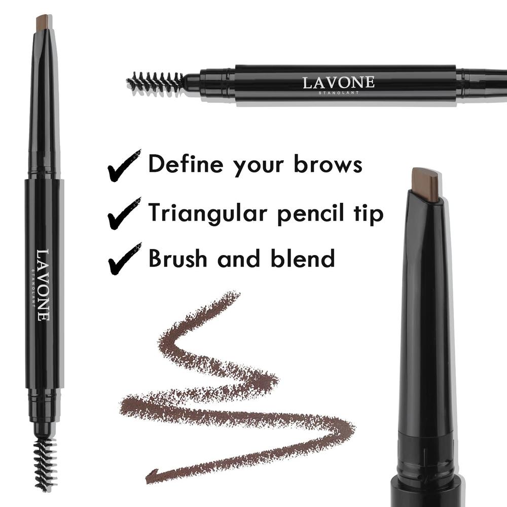 LAVONE Eyebrow Stamp Pencil Kit for Eyebrows, Makeup Brow Stamp Trio Kit with Waterproof Eyebrow Pencil, Eyeliner, Eyebrow Pomad