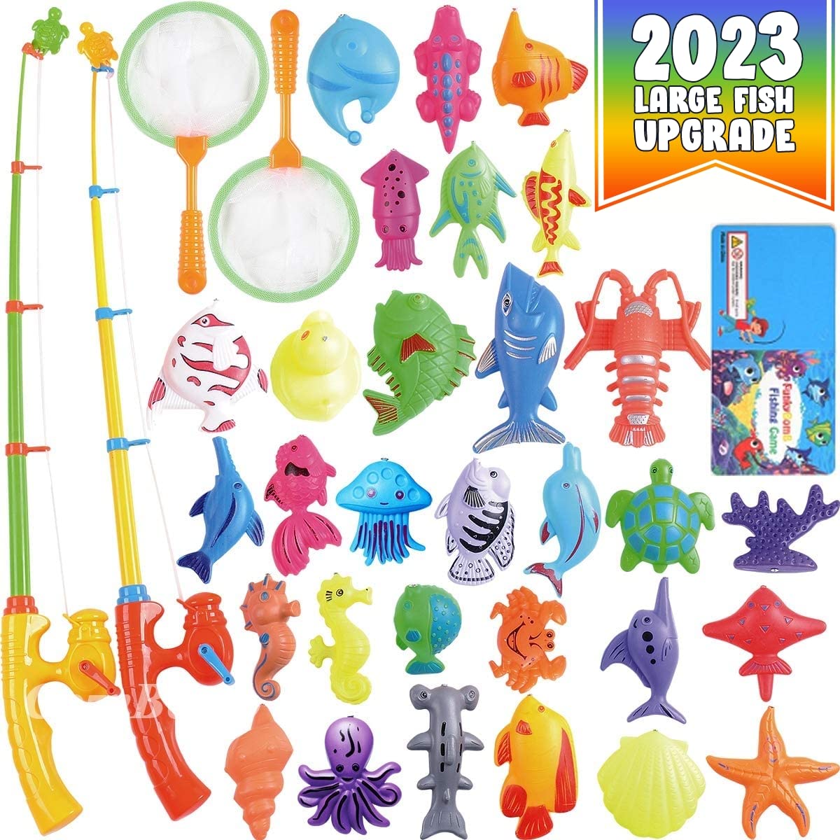 Bath Toys For Kids Ages 3-5 Kids Magnetic Fishing Pool Toys Game - Water  Table Bathtub Party Toy With Pole Rod Net Floating Fish Toddler Color Ocean  Animals Outside Toys For Toddlers 1-3, image size:1200x1200