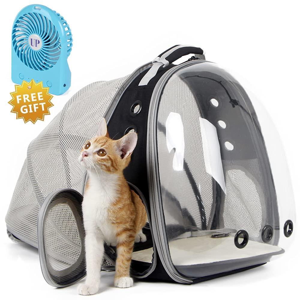 halinfer cat Bubble Backpack with Fan, Fit up to 12 lbs, Space capsule Astronaut clear Window Pet Travel carrier Backpack for cat and Sma