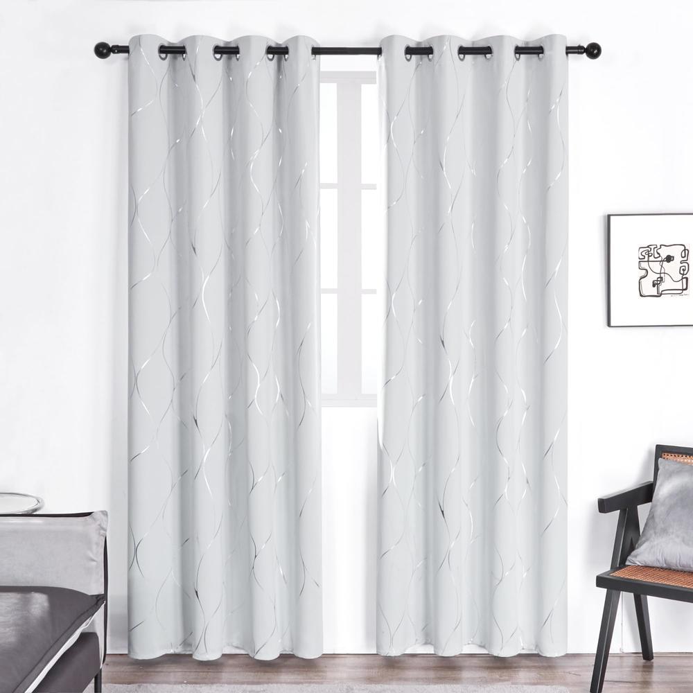 Deconovo Blackout curtains 84 Inches Long, Wave Print grommet Light Blocking curtain, Thermal Insulated Energy Saving, Room Dark