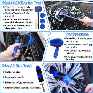 ROP 3-Piece Car Detailing Brush Set – For Engine Bay, Wheels, Interior, Leather Seats