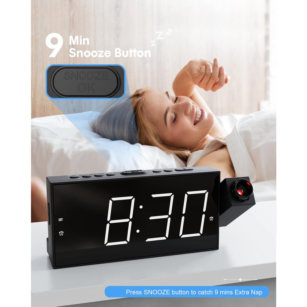 Mesqool Digital Projector Alarm clocks for Kids Bedroom,Plug-in LED Display clock with 350A Projection on ceiling Wall,Dual Alarms for H