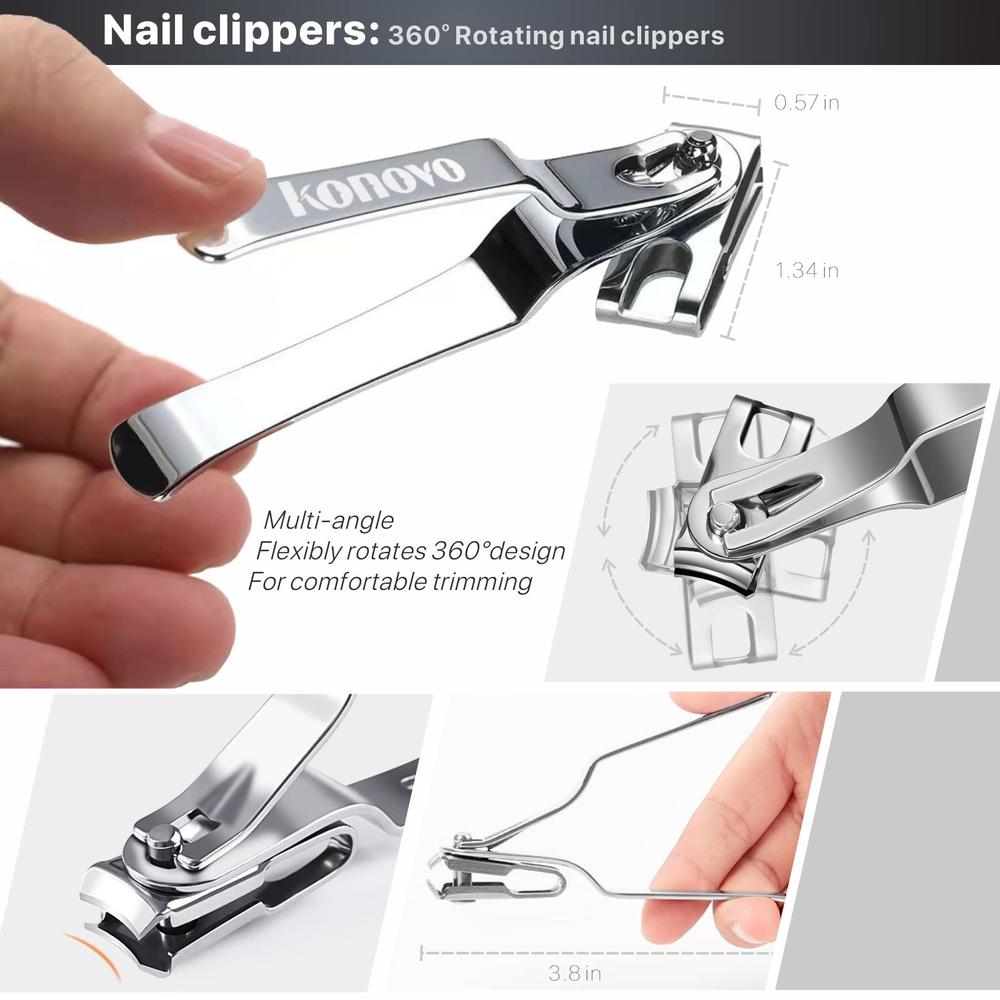 konovo Toenail clippers for Seniors Thick Toenails, Toe Nail clippers Adult Thick Nails Long Handle, Heavy Duty Nail clippers Kit 6Pcs 