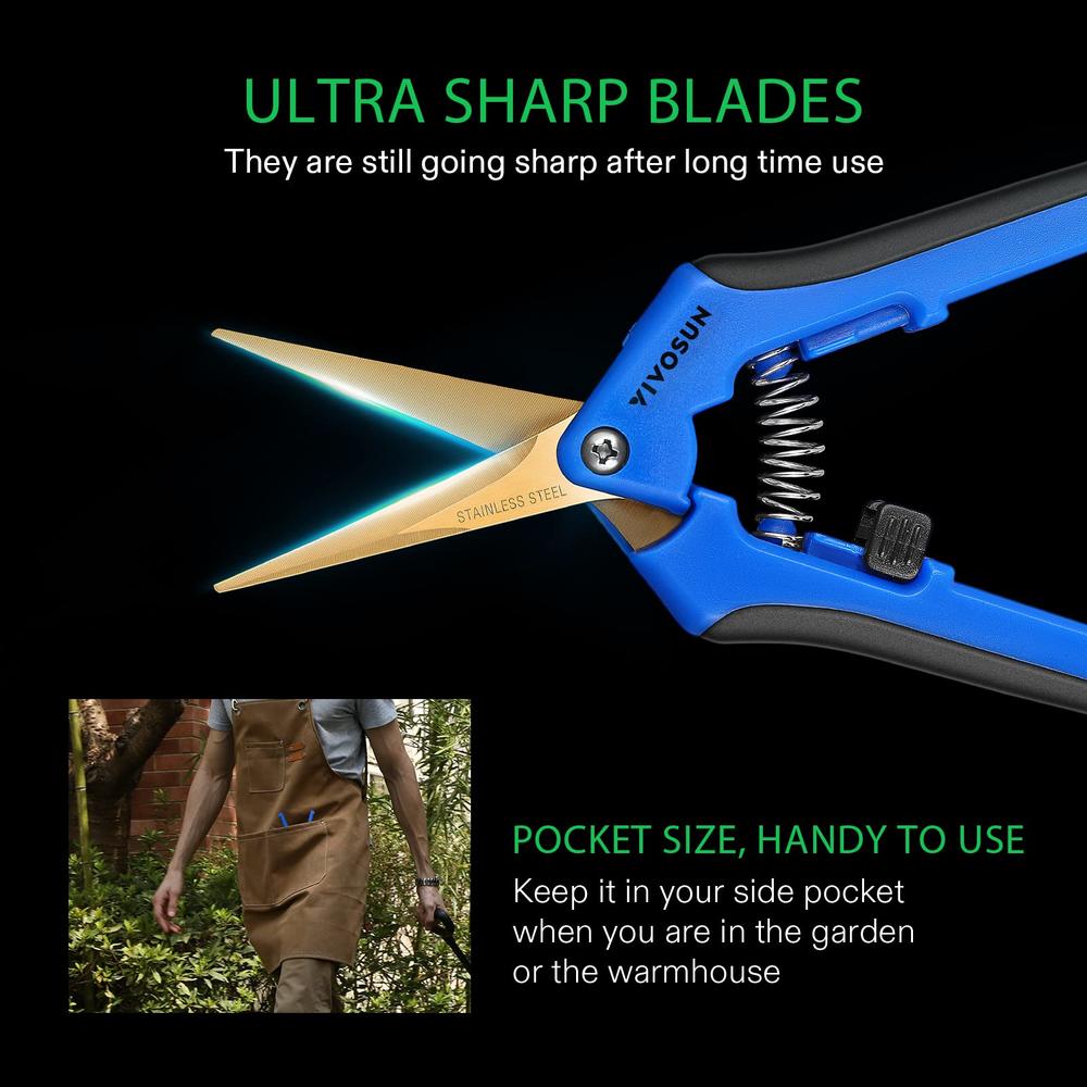 VIVOSUN curved gardening Scissors 65 Inch Hand Pruner Shear with Titanium coated Blades 1-Pack