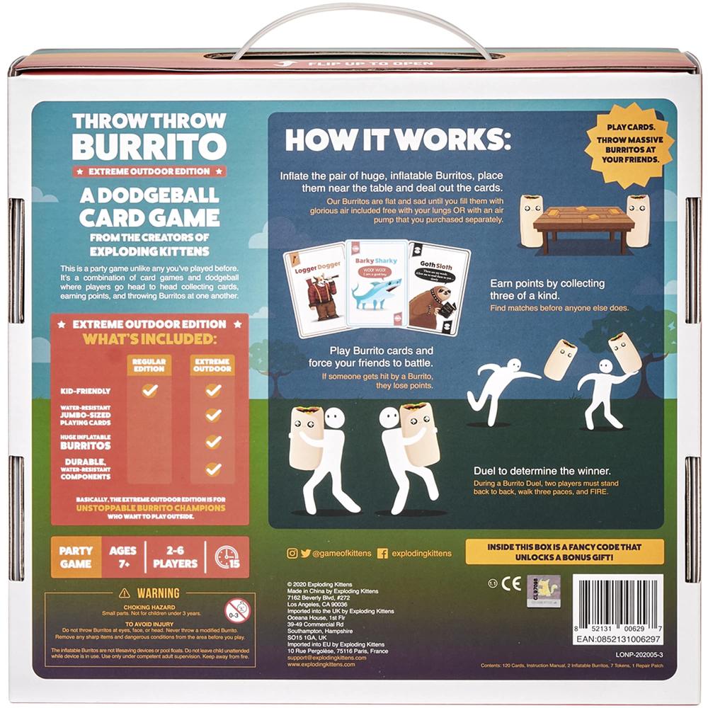 Exploding Kittens LLC Throw Throw Burrito by Exploding Kittens: Extreme Outdoor Edition - A Dodgeball card game - Family-Friendly Party card games for