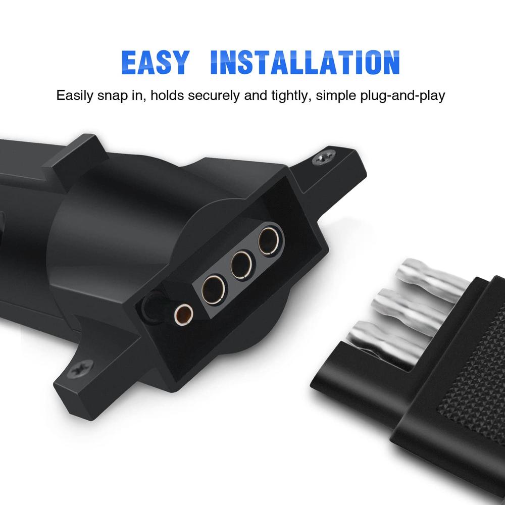 Nilight 7-Way to 4-Way Flat Blade Trailer Adapter Waterproof Rugged Nylon Housing 7-pin to 4-pin Trailer Wiring Adapter