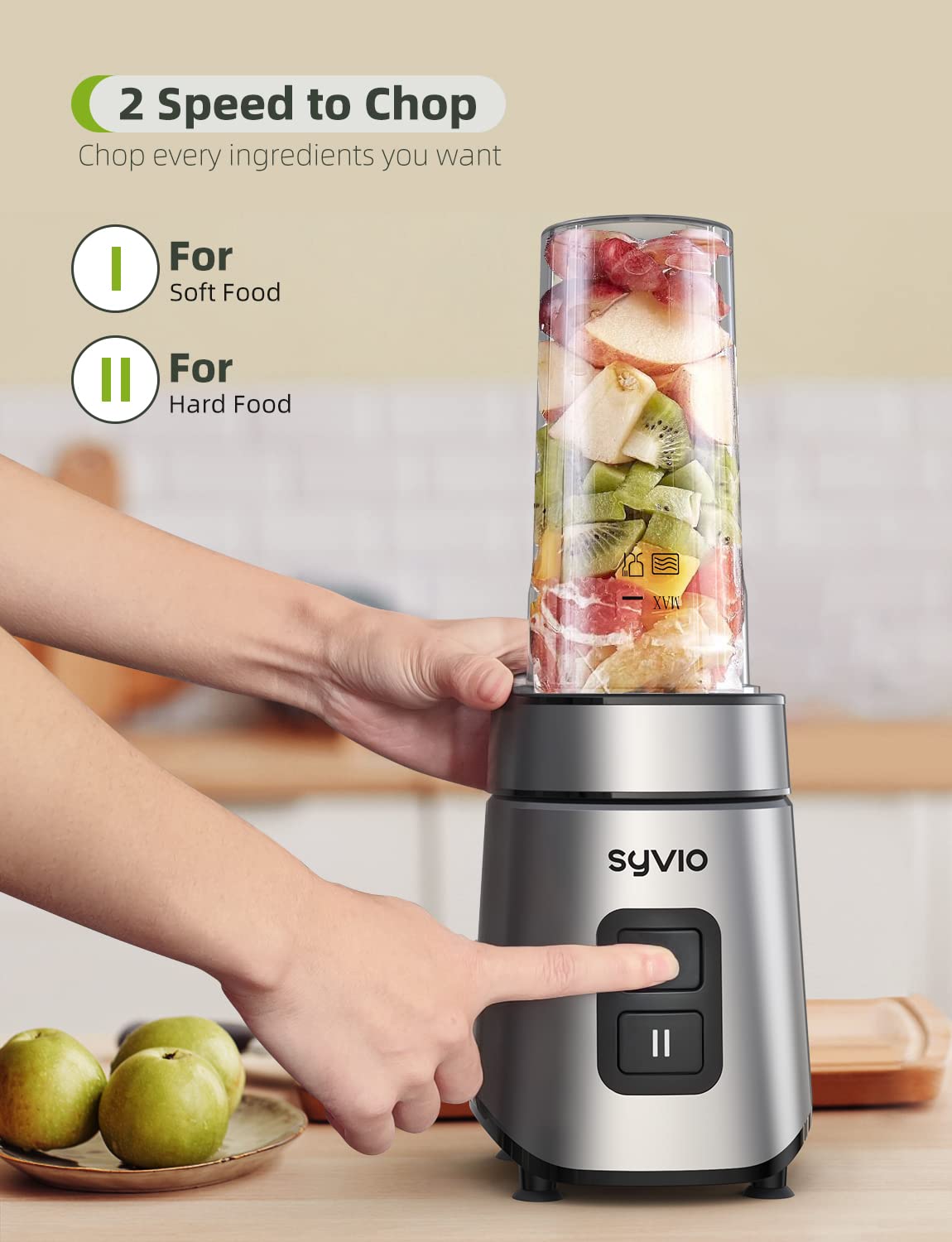 Syvio Blender for Shakes and Smoothies, 600W Personal Blender, Smoothie Blender with 2 Speed control, Smoothie Maker with 2 BPA-