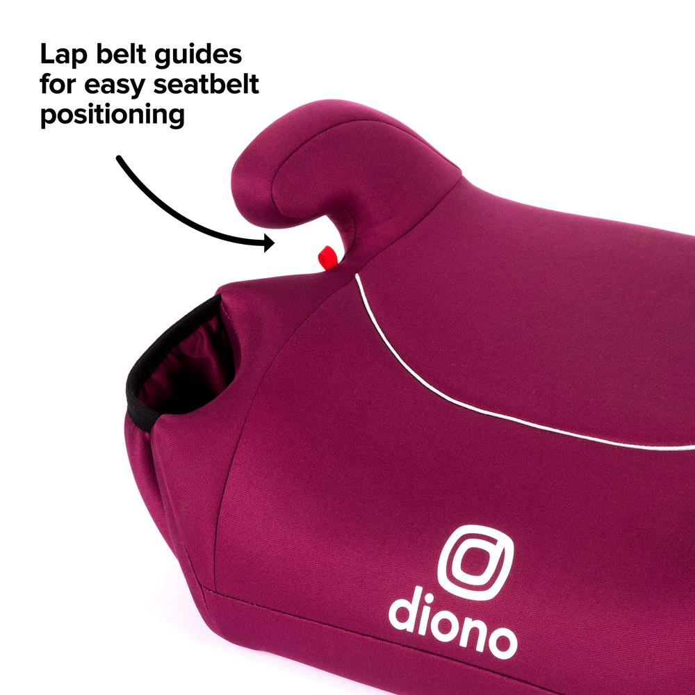 Diono Solana 2022, No Latch, Single Backless Booster car Seat, Lightweight, Machine Washable covers, cup Holders, Pink