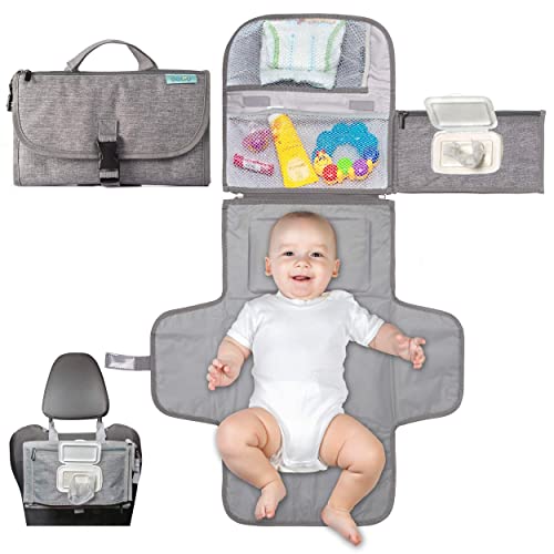 Kopi Baby Portable Diaper Changing Pad, Portable Changing pad for Newborn Girl & Boy - Baby Changing Pad with Smart Wipes Pocket - Waterpr
