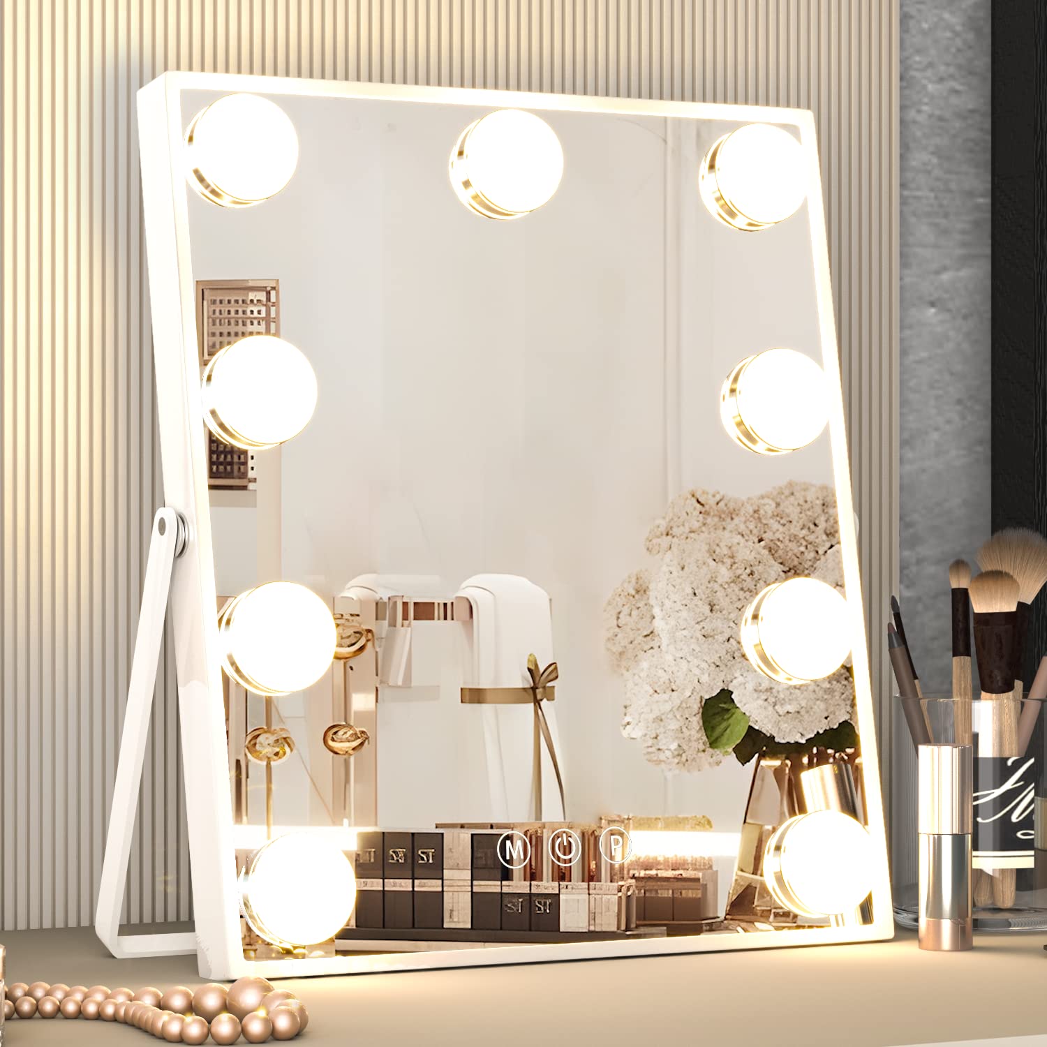 Manocorro Hollywood Vanity Mirror with Lights, Hollywood Makeup Mirror with 9 LED Bulbs, Vanity Mirror with 3 color Lighting Mod
