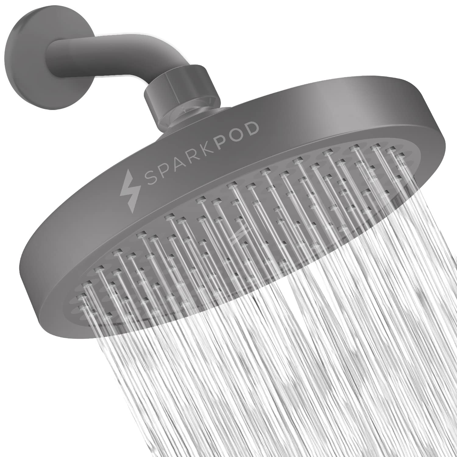 SparkPod Shower Head - High Pressure Rain - Premium Quality Luxury Design -  1-Min Install - Easy clean Adjustable Replacement fo