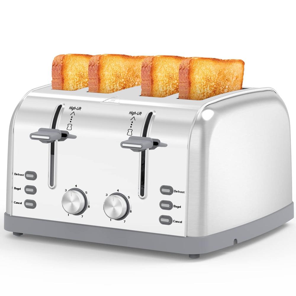 LAINSTEN Toaster 4 Slice,Retro Stainless Steel Toater with 7 Shade Settings,Best Prime Toaster for Waffles, 4 Slice Toaster with 3 Mode,B