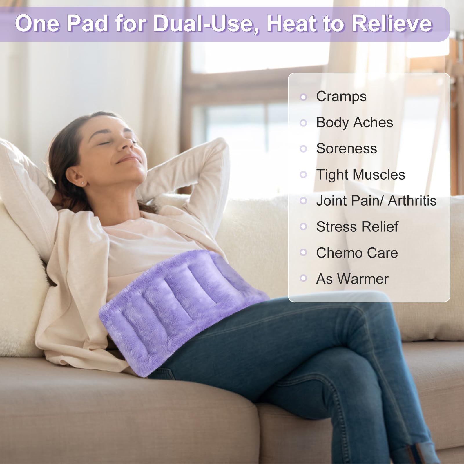 SuzziPad Microwave Heating Pad for Pain Relief, 7x18 Microwavable Heating Pads for cramps, Muscle Ache, Neck Shoulder, Heat Pad 