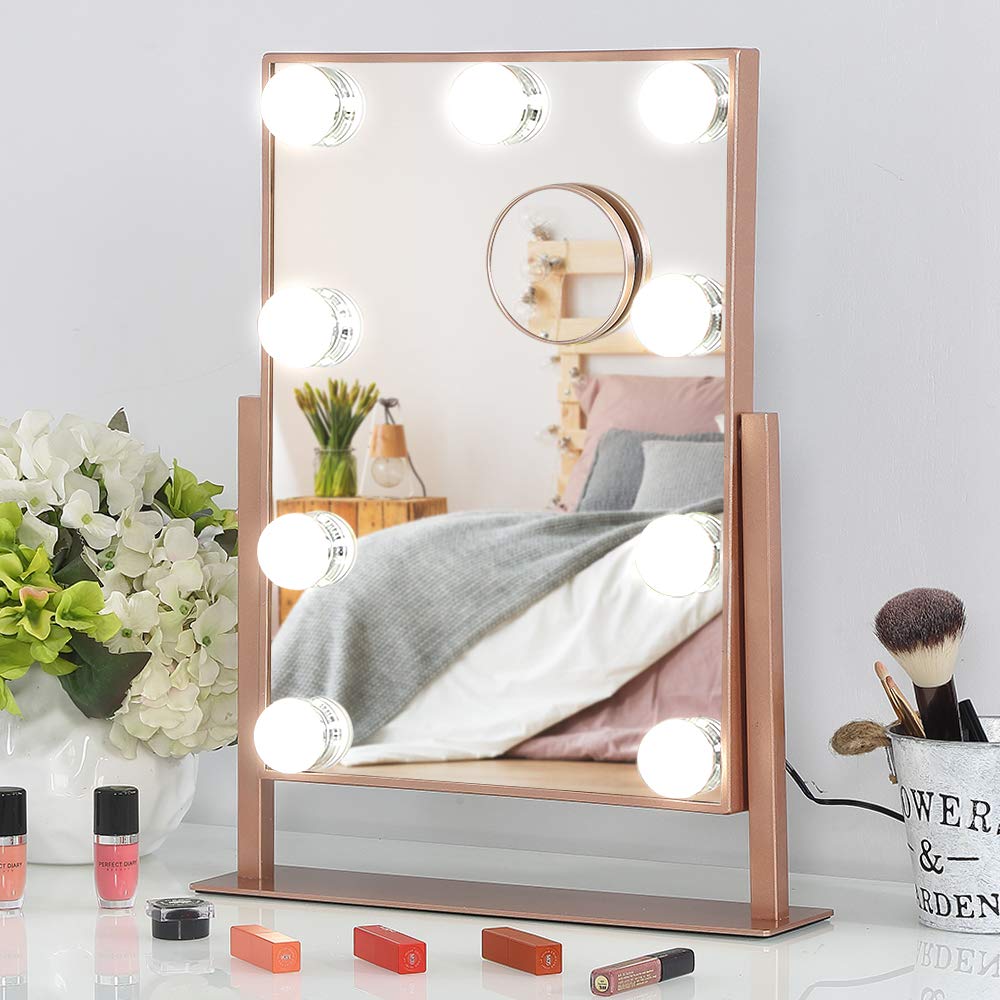 FENcHILIN Hollywood Mirror with Light Lighted Makeup Mirror Vanity Makeup Mirror Smart Touch control 3 colors Dimable Light Deta