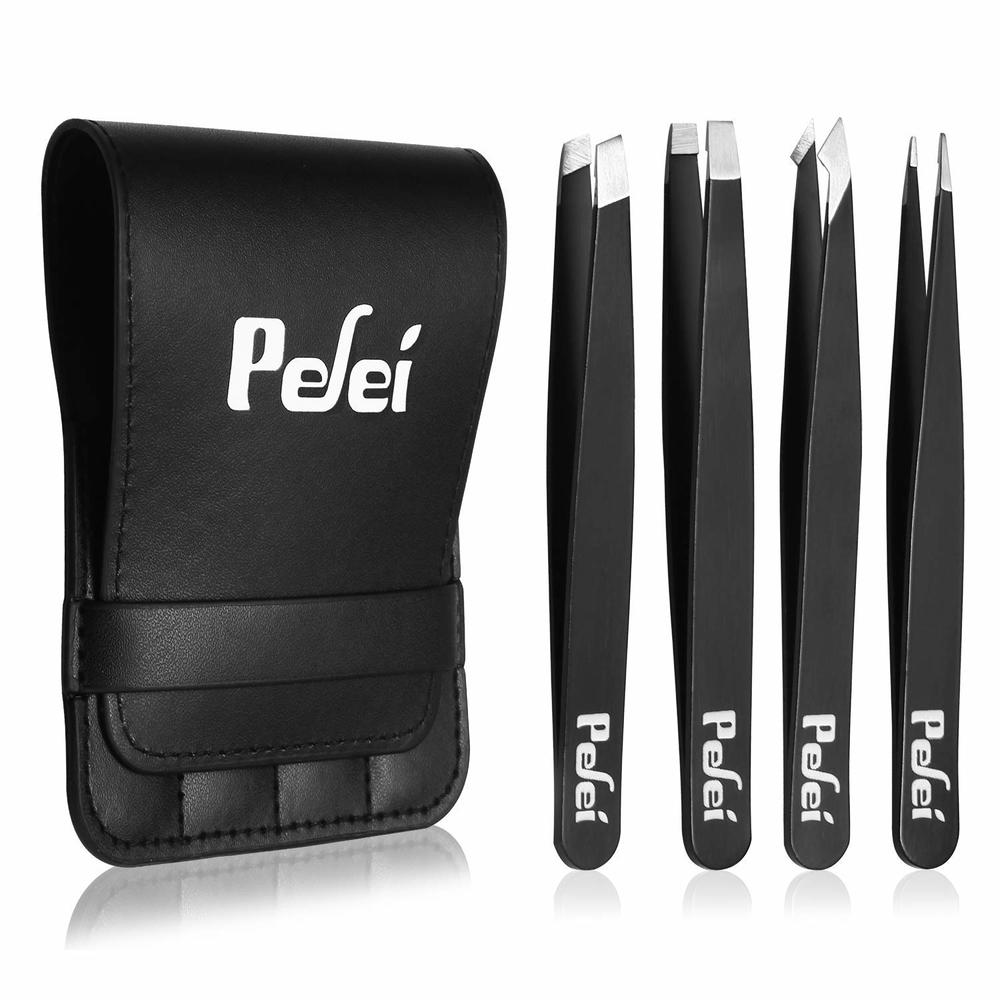 Pefei Tweezers Set - Professional Stainless Steel Tweezers for Eyebrows - great Precision for Facial Hair, Splinter and Ingrown 