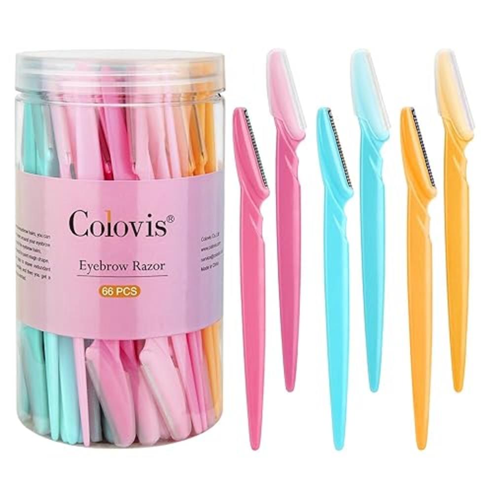 ColoVis 66PcS Eyebrow Razor and Face Razor for Women and Men, Eyebrow Hair Trimmer and Shaver with Protective cover,Safe and Newbie Frie