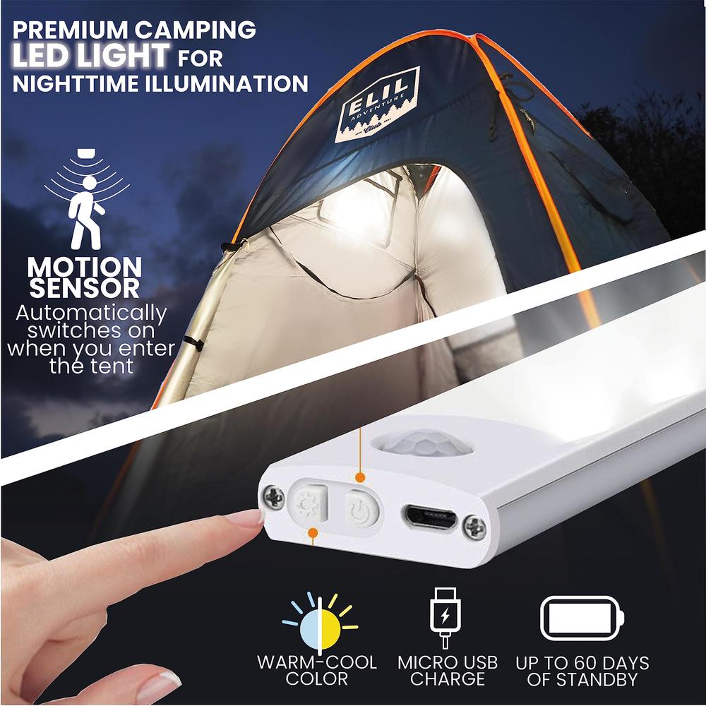 Elil camping Shower Tent with LED Sensor Light 623 ft camp Shower Large Tent Easy Pop Up Privacy Tent Beach changing Tent Pop Up Show