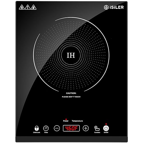 iSiLER Portable Induction cooktop, iSiLER 1800W Sensor Touch Electric Induction cooker Hot Plate with Kids Safety Lock, 67 Heating coil