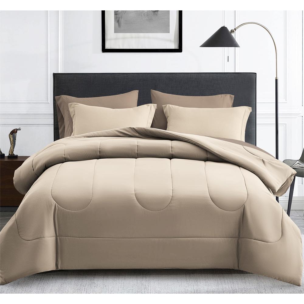 Maple&Stone Twin XL comforter Set 5 Pieces Bed in a Bag - Down Alternative Bed Set with Sheets, Pillowcase & Sham, Soft Reversib