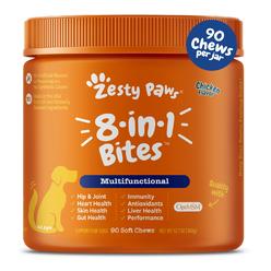 Zesty Paws Multivitamin Treats for Dogs - Glucosamine Chondroitin for Joint Support + Digestive Enzymes & Probiotics - Grain Fre