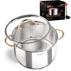 ciwete 8 Quart Stock Pot, 1810 Tri-Ply Stainless Steel Whole clad Stock Pot with Lid, Integrated Process, 8 QT Soup Pot with cop