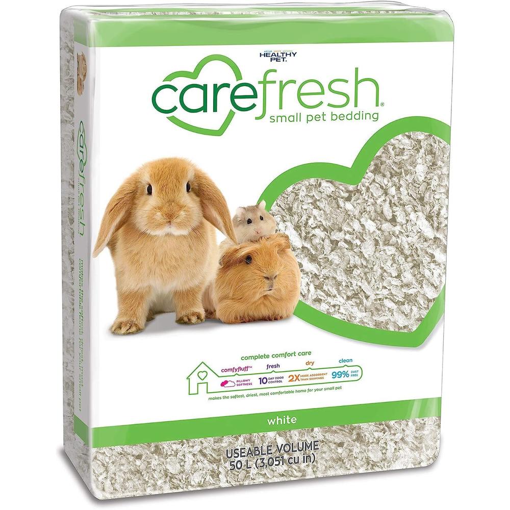 carefresh 99% Dust-Free White Natural Paper Small Pet Bedding with Odor control, 50 L