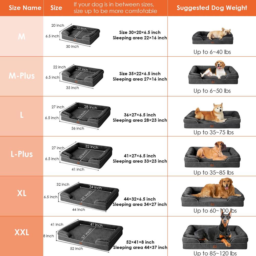 EHEYcIgA Orthopedic Dog Beds for Extra Large Dogs, Waterproof Memory Foam XL Dog Bed with Sides, Non-Slip Bottom and Egg-crate F