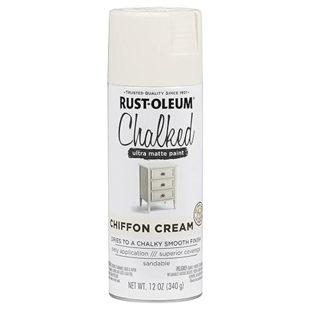 Rust-Oleum 302596 chalked Ultra Matte Spray Paint, 12 Oz, chiffon cream