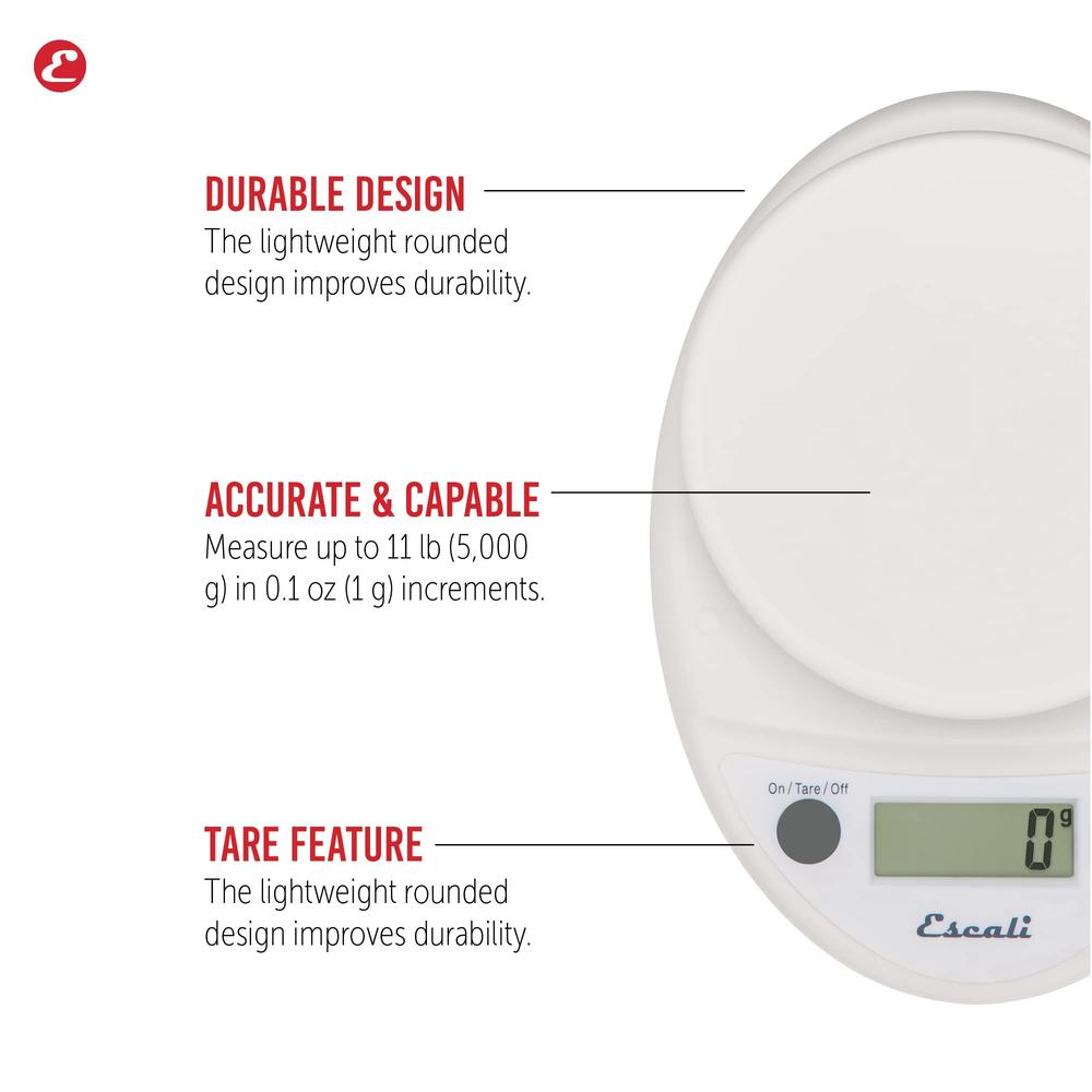 Escali Primo Digital Food Scale Multi-Functional Kitchen Scale and Baking Scale for Precise Weight Measuring and Portion control