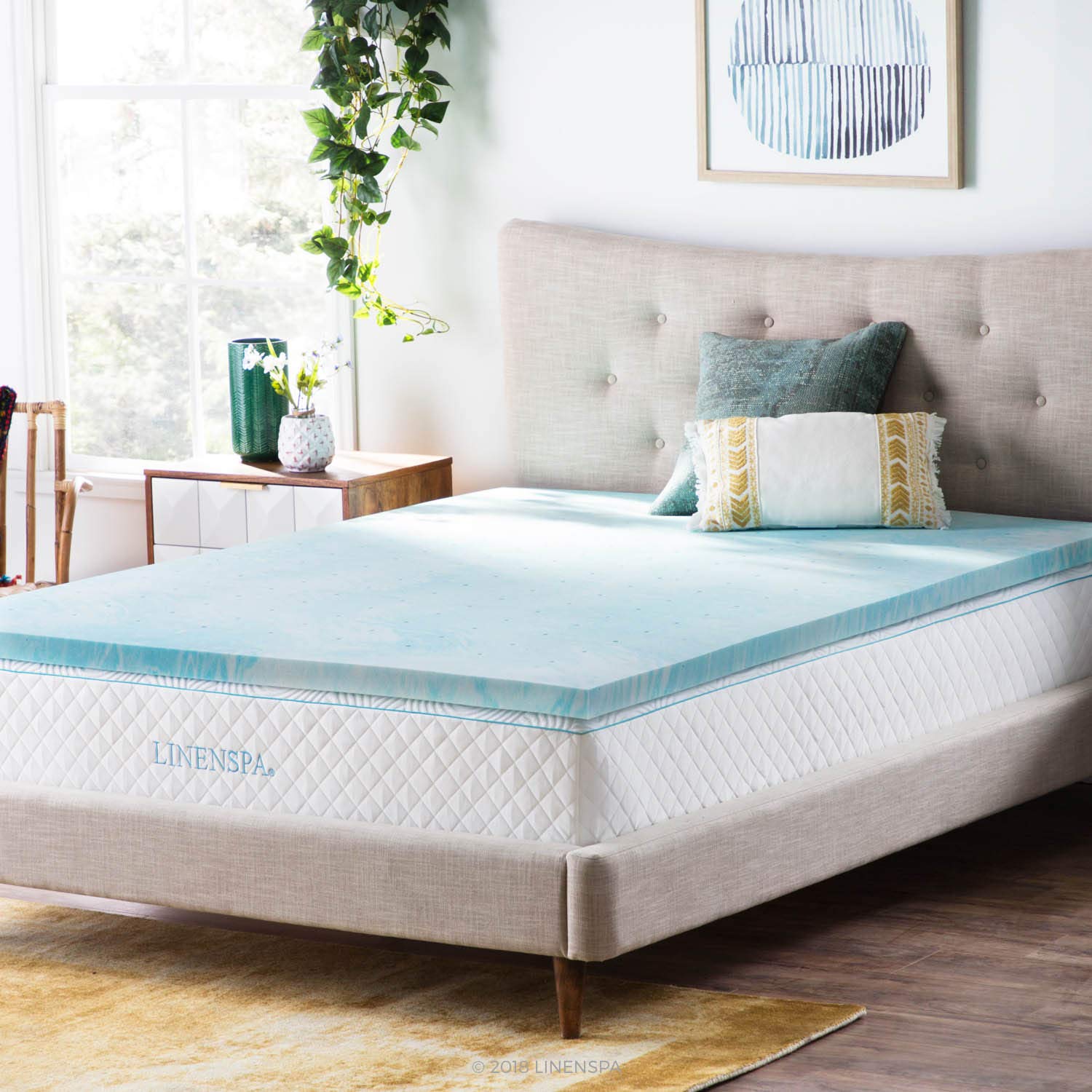 Memory Foam Solutions Queen 2" Gel Swirl Mattress Topper – Cooling & Pressure Relief, Made In USA