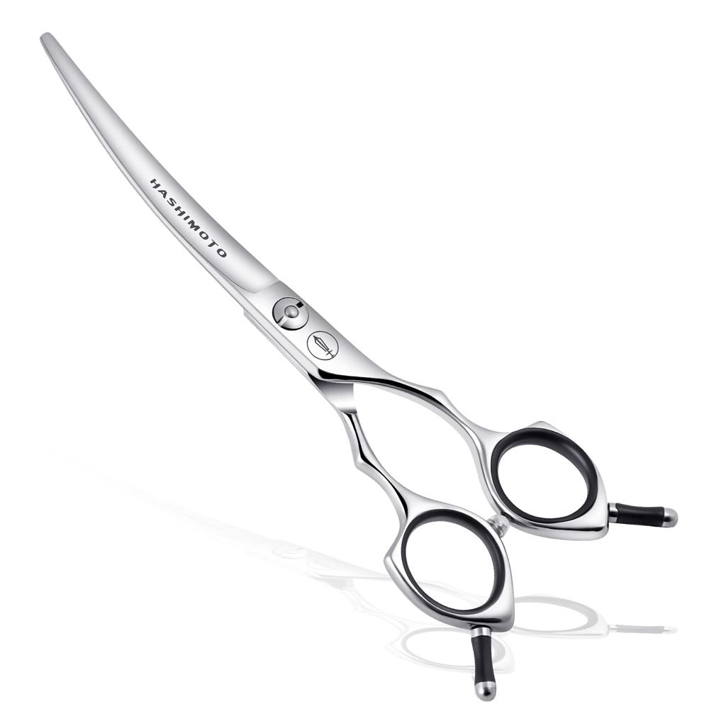 HASHIMOTO Dog grooming Scissors, curved Scissors for Dog grooming, 65 inch, 30 Degree of curved Blade,Light Weight, Pet Shears f