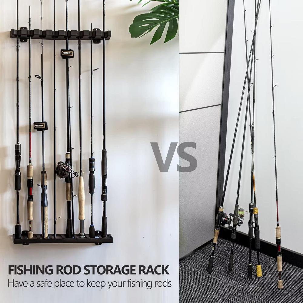 THKFISH Fishing Rod Rack Store 8 Fishing Rod Holders Rod Rack Wall ...