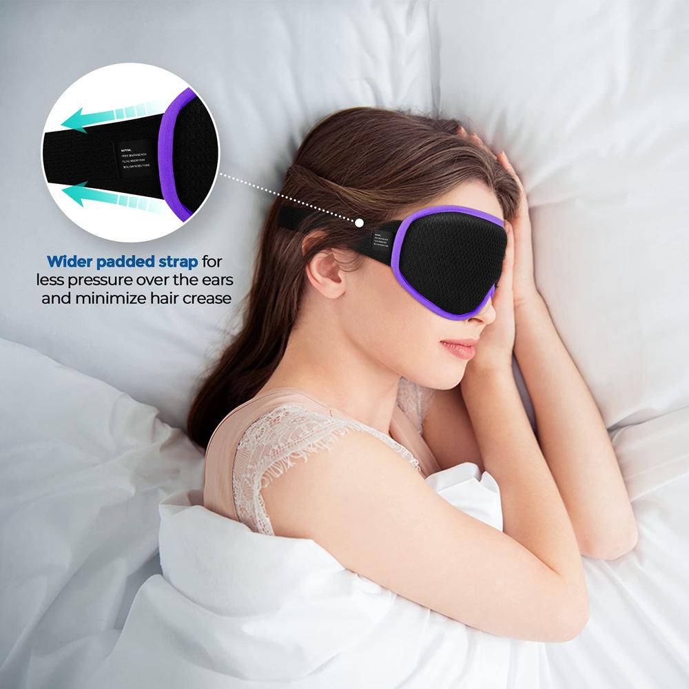 WAOAW Sleep Mask for Men Women, Eye Mask Sleeping of 3D Light Blocking Blindfold (Purple)