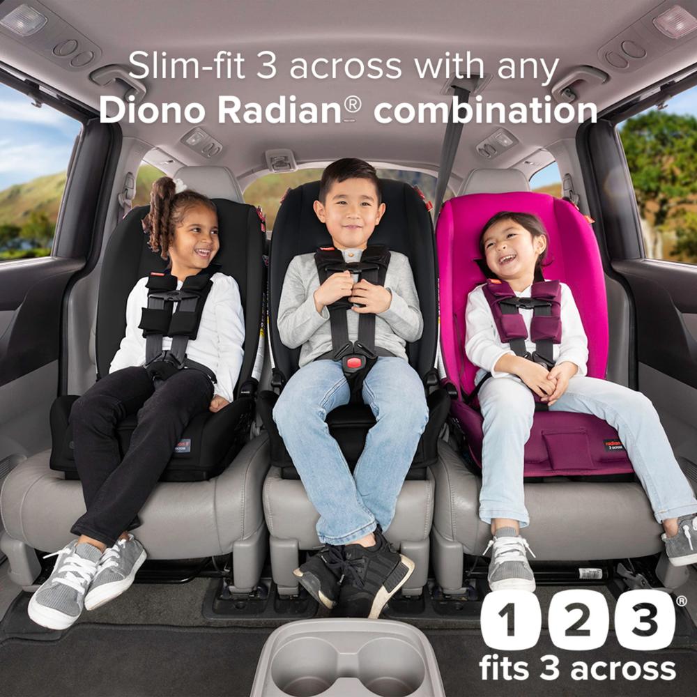 Diono Radian 3R, 3-in-1 convertible car Seat, Rear Facing & Forward Facing, 10 Years 1 car Seat, Slim Fit 3 Across, Jet Black