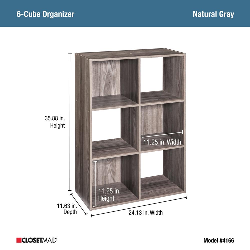 closetMaid cubeicals 6 cube Storage Shelf Organizer Bookshelf Stackable, Vertical or Horizontal, Easy Assembly, Wood, Natural gr