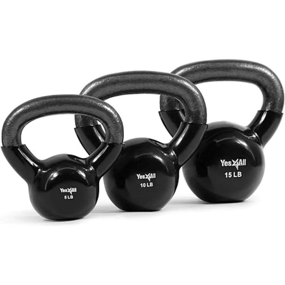 Yes4All Kettlebell Sets Vinyl coated, Weights Set great Kettlebells combo for Full Body Workout and Strength Training Exercise g