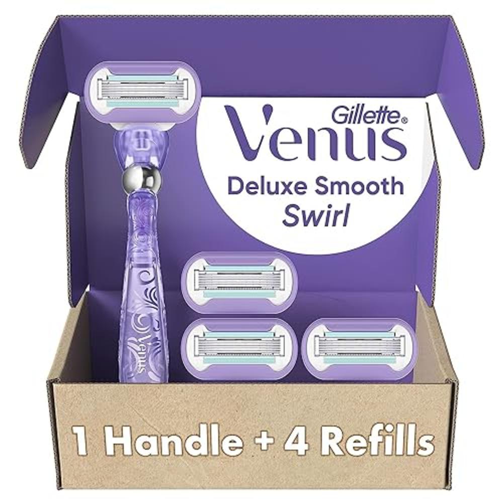 gillette Venus Extra Smooth Swirl Razors for Women , 1 Razor , 4 Razor Blade Refills , Flexiball Handle a close , Shave