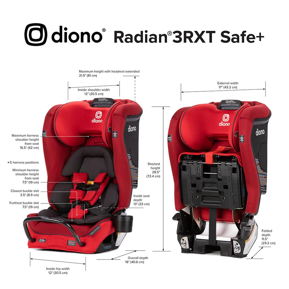 Diono Radian 3RXT SafePlus, 4-in-1 convertible car Seat, Rear and Forward Facing, SafePlus Engineering, 3 Stage Infant Protectio