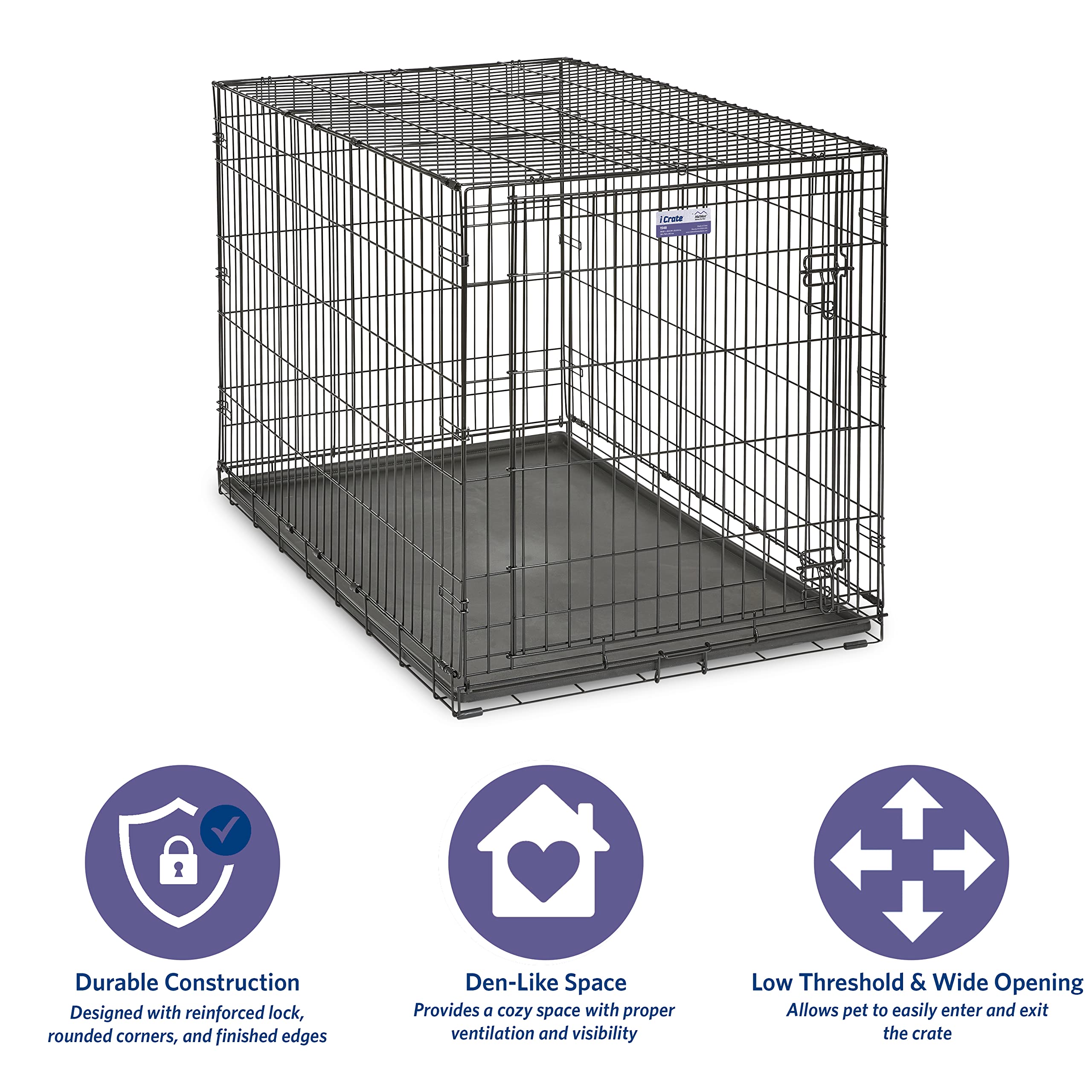 MidWest Homes for Pets Newly Enhanced Single Door icrate Dog crate, Includes Leak-Proof Pan, Floor Protecting Feet, Divider Pane