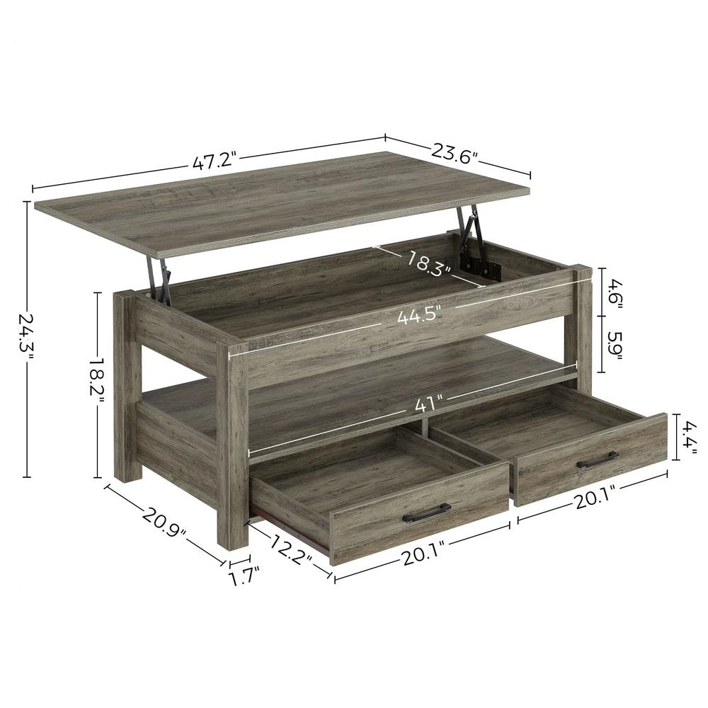 Rolanstar coffee Table with Drawers and Hidden compartment, Retro ...