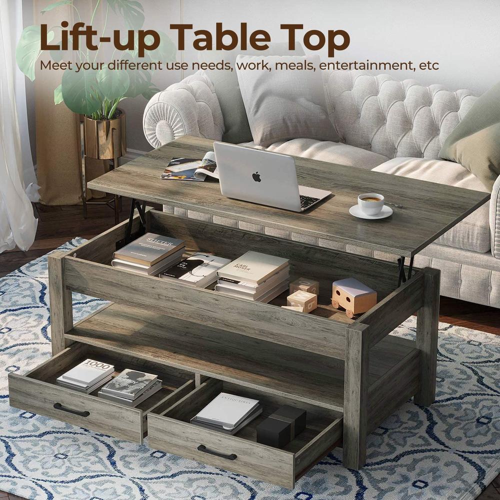 Rolanstar coffee Table with Drawers and Hidden compartment, Retro ...
